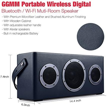 AirPlay MFi Certified Speaker,Wireless Speaker GGMM WiFi Bluetooth Speaker for Streaming Music, Portable Indoor Outdoor Smart Speaker Enhanced Bass Speaker with Built-in Battery 10 Hour Playtime
