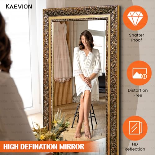 Image of Wooden Frame 3.5 ft Rectangular Wall Mounting Mirror Antic Look Black Golden | Home Decorative Vintage Mirror for Wall