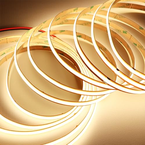 Image of LEDENET COB White LED Strip Light DC24V 8mm 3000K 2640LEDs COB Warm White LED Lights 5M /16.4Ft CRI 90+ Dimmable LED Tape Light Cut at Will for Bedroom(No Adapter and Controller)