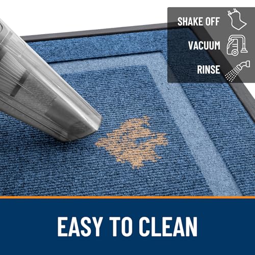Image of OLANLY Front Door Mat Indoor Outdoor Entrance, Waterproof All-Season, All-Weather Doormat, Sturdy Natural Rubber, Fade Resistant, Low Profile, Easy Clean Patio Porch Entryway Mat, 33x21, Light Blue