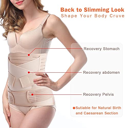TiRain Suporte de barriga pós-parto 3 em 1 para recuperação de barriga/cintura/pelve, seção C, faixa