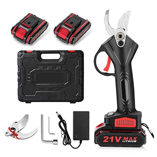 Seesii Professional Cordless Electric Pruning Shears,2PCS Backup Rechargeable 2Ah Battery Powered Tree Branch Pruner,32mm (1.26 Inch) Cutting Diameter,with Replacement Blade