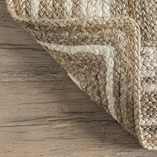 Nuloom Rikki Coastal Braided Jute Runner Rug, 2' 6" X 6', Off White #TOP5