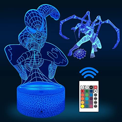 GOUTOOL Funny Gifts for Boys,3D Superhero Night Lights for Kids Room Decor,2 in 1 Cool Table Lamp Toys with Remote & Smart Touch Dimmable as Man Birthday Christmas Gifts…