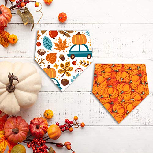 Thanksgiving Dog Bandana Fall Holiday Pumpkin 2 Pack Small Medium Large Dog Scarf Cats Puppy Pets #TOP1