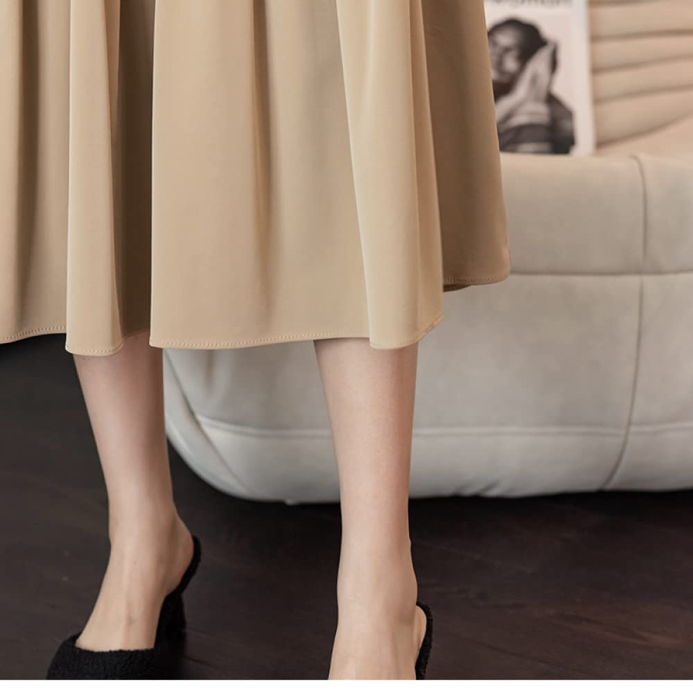 Gonna Lunga Invernale, Gonne per Le Donne Vita Elasticizzata Allacciatura Kaki Design Casual Gonna A Vita Alta A Trapezio Gonne Invernali Chic per Ragazze da Donna Gonna Ampia A Balze A Pendolo