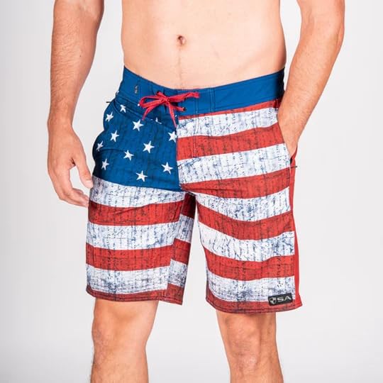 S A Company Men's 4-Way Stretch Board Shorts | American Flag | Size 36