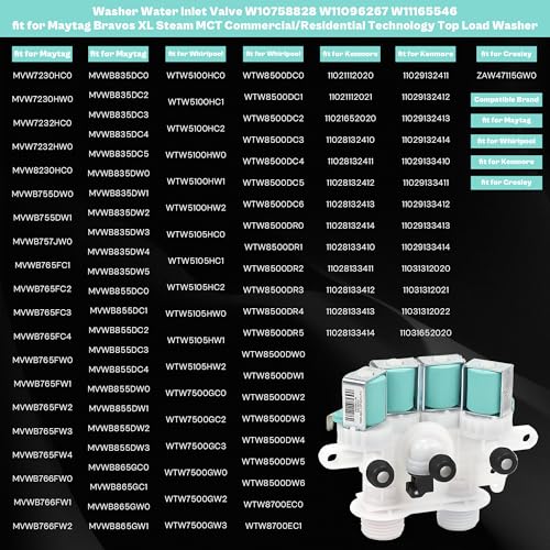 Washer Water Inlet Valve fit for Maytag Bravos XL MCT Commercial MVWB765FW0 MVWB855DC2 MVWB835DW2 MVWB835DW3 MVWB765FW WTW7500GW01 WTW7500GW2 WTW8500DC2 WTW8500DC5 MVWB755DW1 MVWB765FC1 LUXRILIX
