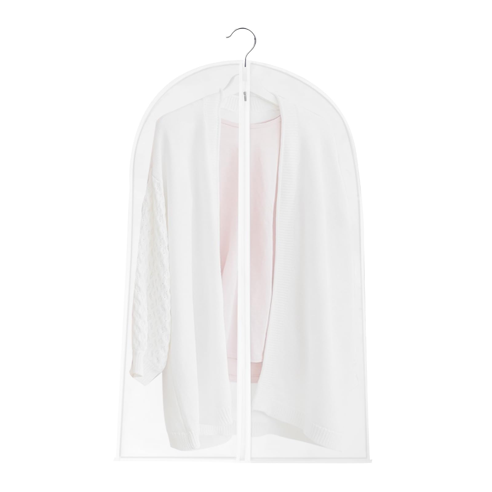 40 Inch Clear Garment Bags 5-Pack PEVA Clothing Storage Covers with Zipper Dustproof Waterproof Hanging Suit Dress Bags