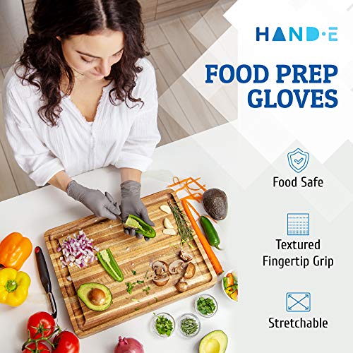 Hand-E Disposable Grey Nitrile Gloves Large - 400 Count - Kitchen Gloves - Powder Free, Latex Free Medical Exam Gloves with Textured Grip Fingertips - Cleaning, Salon, Painting - Thumbnail 2