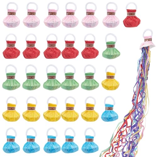 UNICRAFTALE 30Pack Rubans Colorés À Lancer Sans Désordre Pétards En Papier Poppers À Confettis Pour Fêtes Mariage Anniversaire Nouvel An Décorations Cadeaux