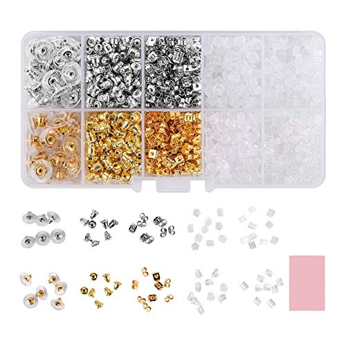Preisvergleich Produktbild Aeey 1040 Stück Ohrring-Verschlüsse Schmetterling Metall Gummi Kunststoff sichere Ohrring-Verschlüsse