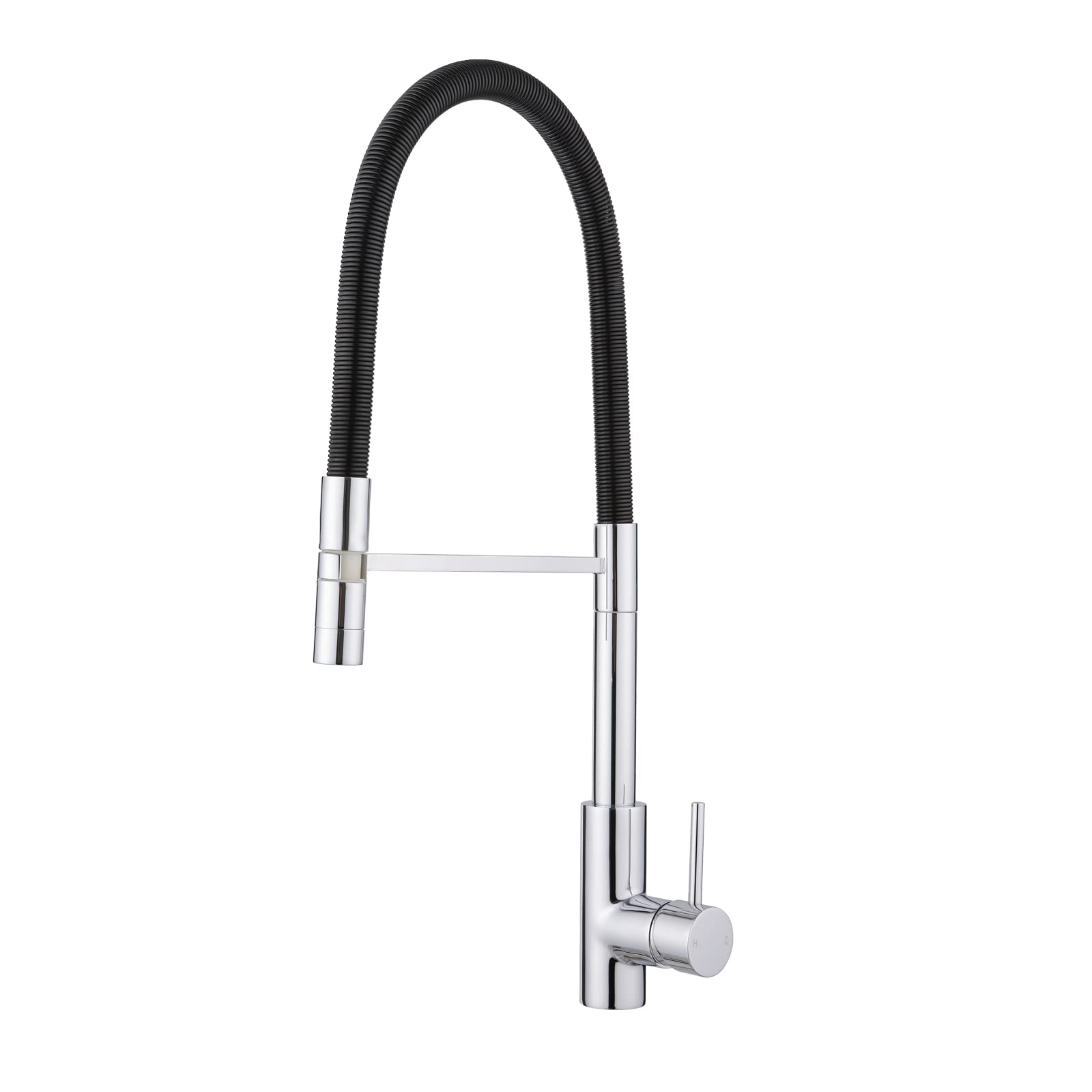 JASSFERRY Monobloc Brass Kitchen Mixer Tap - Silver - Pull Out Spout