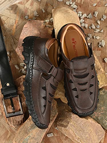 MACTREE Store MACTREE Brown Faux Leather Sandals for Men - 08 UK - Image 3