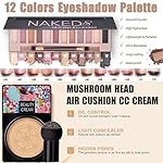All In One Naked Eyeshadow & Makeup Kit - Includes Liquid Foundation, CC Cream, Lipstick Set, Mascara, Makeup Brush, Sponge, Eyebrow Powder, Soap, Eyeliner Stamp, Primer, Contour Stick & Cosmetic Bag - Image 2