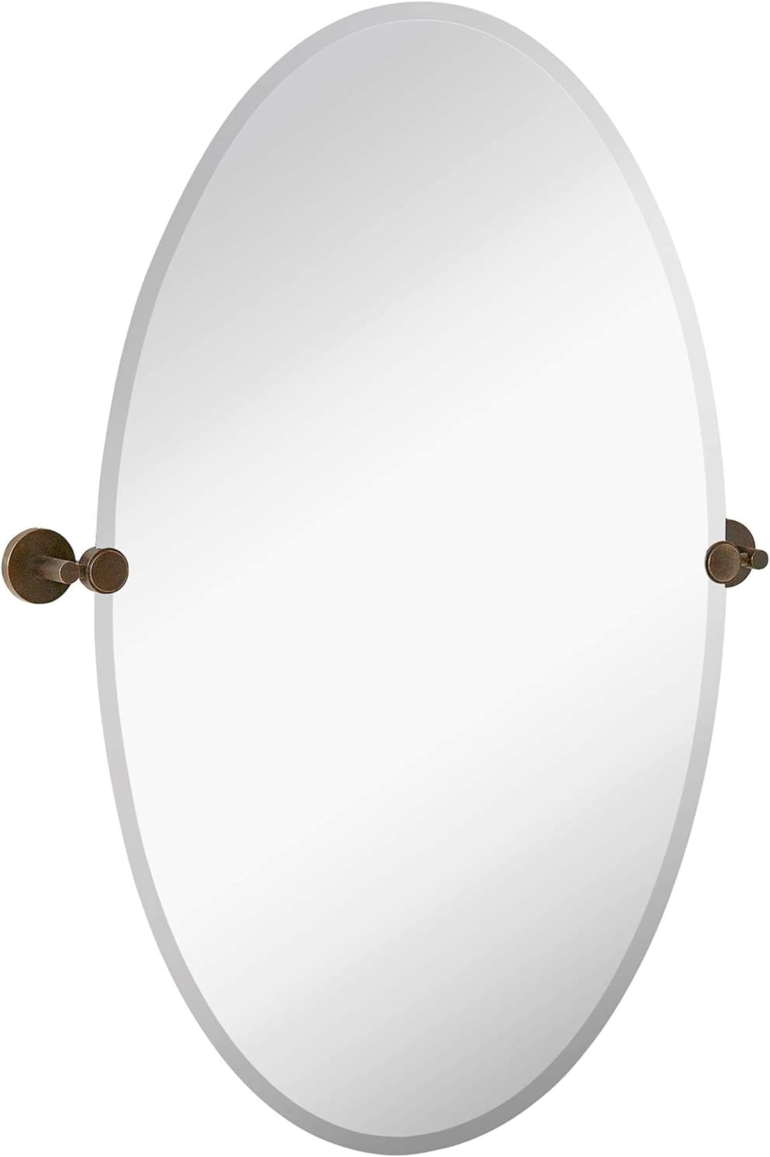 Hamilton Hills 24x36 inch Oval Frameless Pivot Wall Mirror with Oil Rubbed Bronze Brackets - Large Bathroom Mirror with Tilt Feature - Pivot Bathroom Mirror for Bedroom or Vanity - Wall-Mounted