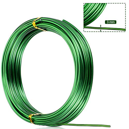 Image of TecUnite Aluminum Craft Wire for Sculpting Armature Bendable Craft Wire for DIY Jewelry Making(Green, 10 M X 3 mm, 1 Roll)