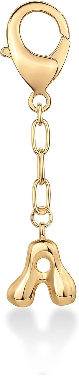 PAVOI 14K Gold Plated Bubble Letter Bag Charm for Handbags - Gold Initial Letter Keychain for Women - Chunky Purse Charm Gift