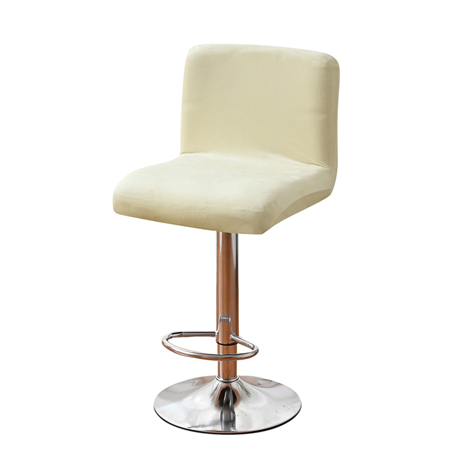 Guyirt Beige Bar Stool Cover Velvet, 2 4 6 Pieces Swivel Bar Stools Slipcovers, Washable Slipcover For Short Back Stool Chairs-Set Of 4