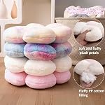 2pcs Flower Shaped Daisy Floor Pillow Set, Cute Preppy Room Decor Decorative Throw Pillows Cushions for Girls Bedroom Bed Couch Decor (White & Pink, 15 INCH)