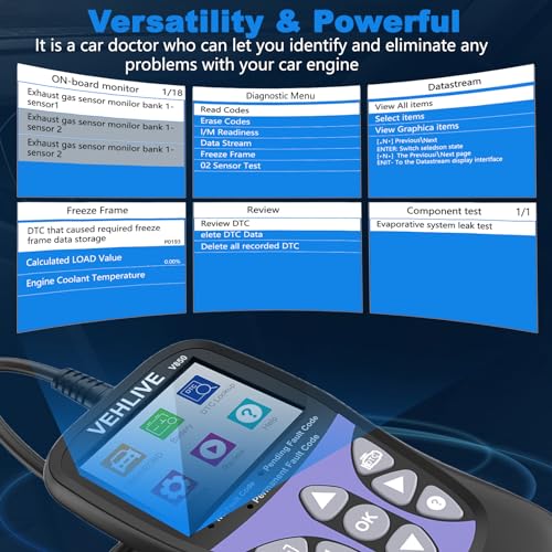ATDIAG OBD2 Scanner V850 One-Click I/M,Car Code Reader Diagnostic Check Engine Light Scan Tool for All OBDII Vehicles,Turn Off CEL,Read/Clear Codes,Live Data,Voltage Test