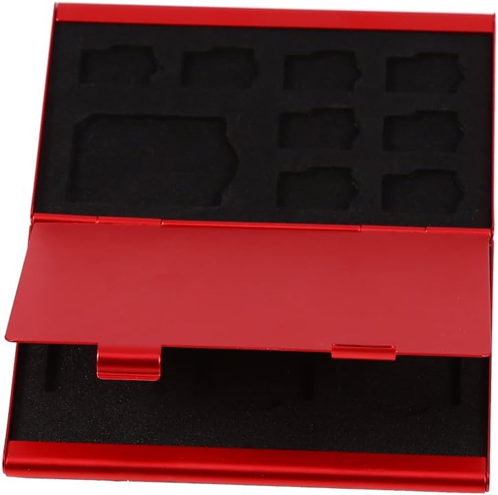 Holders for 12 Slots Aluminium Storage Case Holder for Memory Card & TF Card (Red)