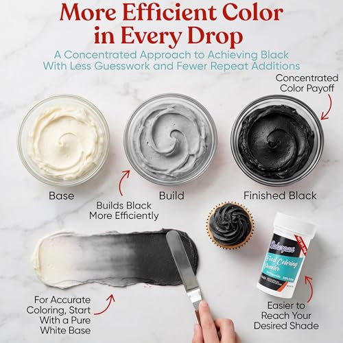 Image of Bakerpan Black Food Coloring Powder for Baking - 30g Oil Based, Artificial Dye-Free, Kosher, Gluten-Free - For Buttercream, Chocolate, Candy
