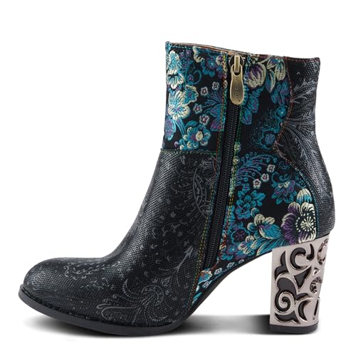 Spring Step L'Artiste Monet Women's Floral Embroidered Bootie - Artful Elegance, Decorative Accents, Artistic Ankle Boots3