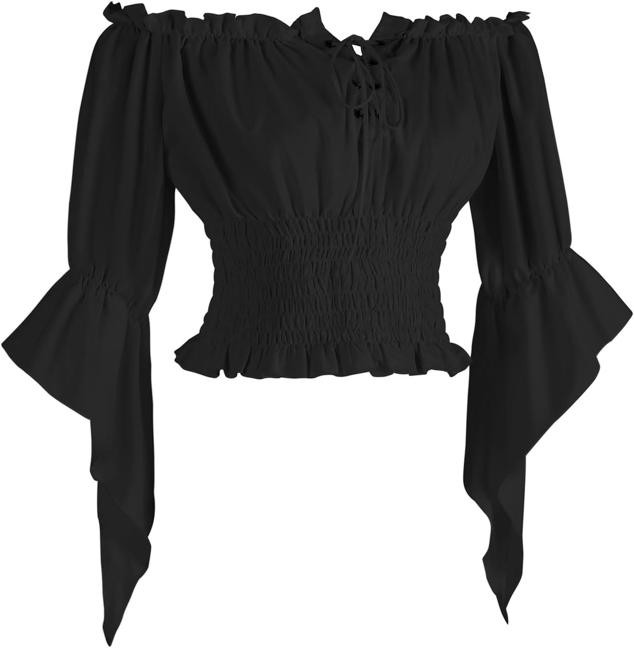 Women's Renaissance Off The Shoulder Top Medieval Pirate Long Sleeve Blouse - Image 2