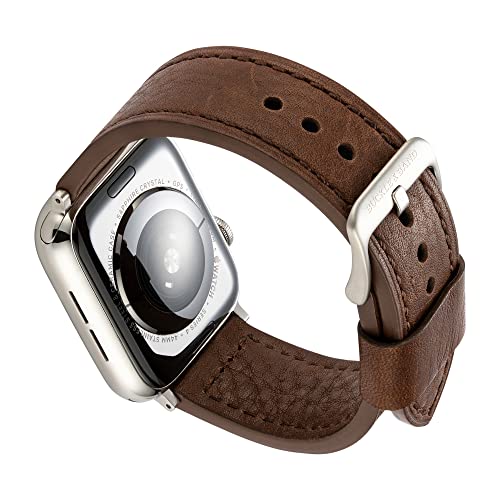 Buckle & Band Lond Luxury compatible Apple Watch Strap, Brown Leather Handcrafted designer strap with Silver Buckle for 42mm - Image 2