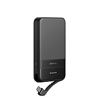 Power bank magnetica EF EcoFlow da 5.000 mAh,caricabatterie portatile wireless, pacco batteria a ricarica rapida da 30W con cavo USB-C,compatibile con MagSafe per iPhone serie 16, 15, 14, 13, 12(Nero)