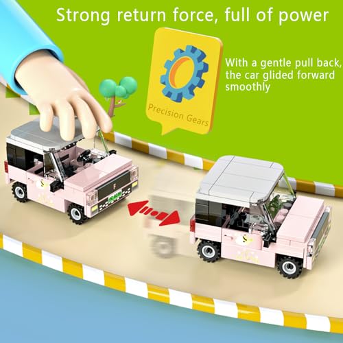 Enhana QZH167-NO.KY84053-8 8Pcs City Pull Back Car Building Blocks Set, Fire Truck Ambulance Building Block Engineering Vehicle Police Cars Stem Building Toys,Best Gift thumb #5
