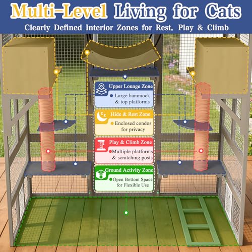 Image of PetsCosset 61.5 inch L Walk-in Catio Outdoor Cat Enclosure for Multiple Cats