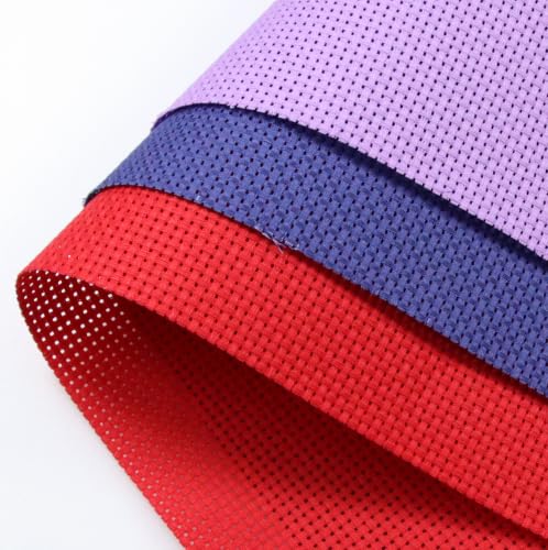 Image of KCS 3 pc of 15 inch x 18 inch(38cmx45cm) 11 Count Cross Stitch Cotton Aida Cloth Needlework Rolled Fabric Box,11CT,Lavender+Royal Blue+Red