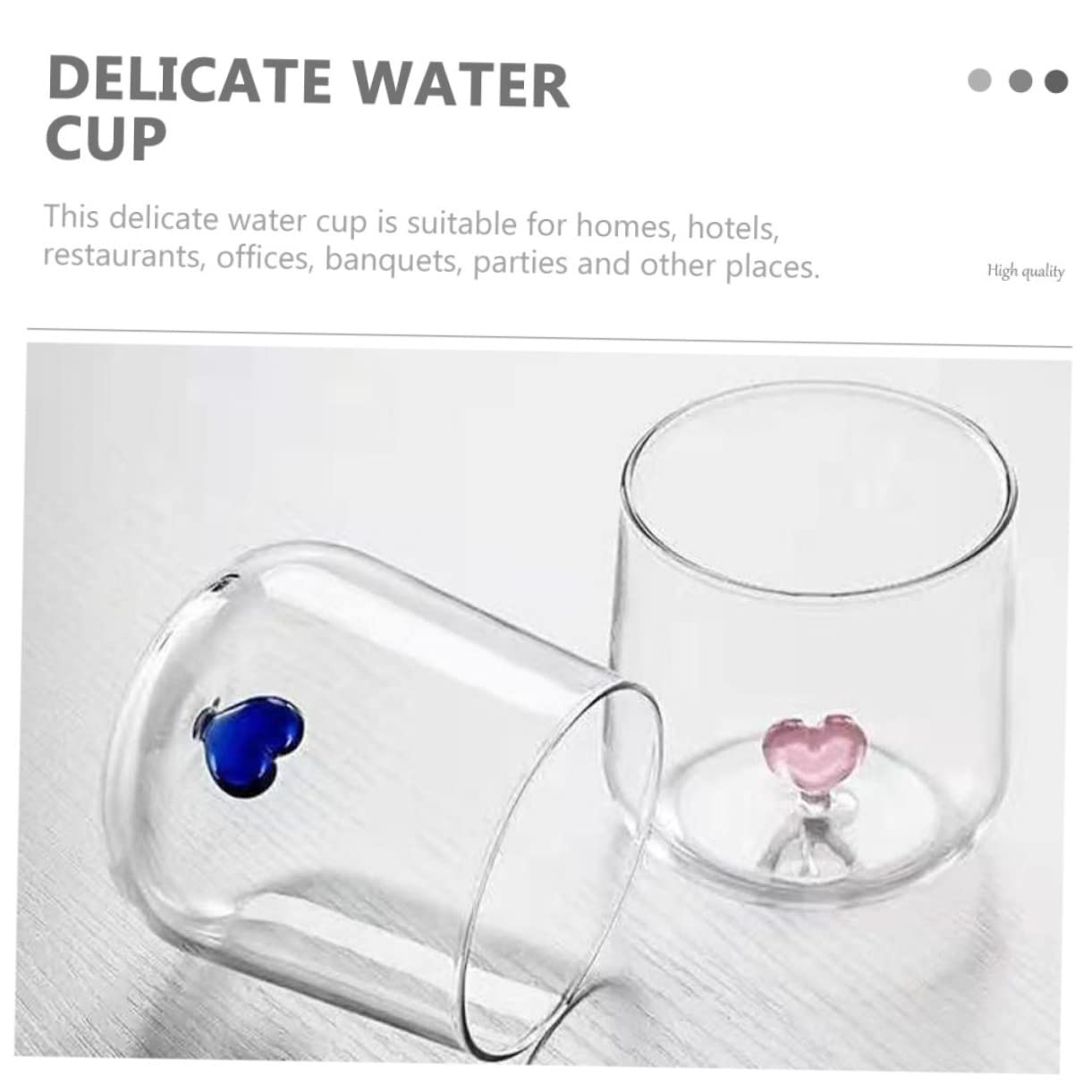 CIYODO Love Glass Clear Tea Cup Heart Coffee Mug Clear Coffee Mug White Wine Glasses Glass Martini Cup Tooth Brushing Tumbler Beverage Glass Couple Glass Water Container Lovers Blue - Image 2
