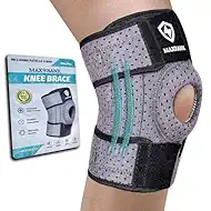 Knee Brace with Side Stabilizers for Men & Women - Adjustable Knee Support with Washable Velcro Patella Straps for Workout, Meniscus Tear, Arthritis, ACL, Pain Relief