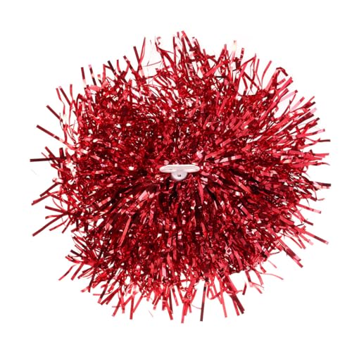 PENIKOKO Pompones de Animadora Plásticos Rojos y Plateados con Anillo Suave para Adolescentes Kit de Porristas Ligero para Eventos Deportivos y Competiciones Escolares