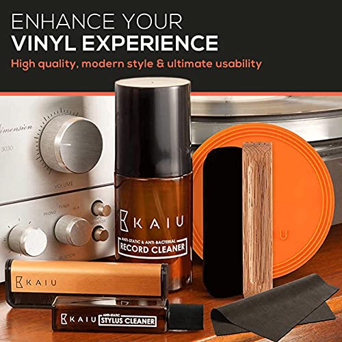 Kaiu Vinyl Record Cleaner - Lp Discwasher Kit W/Solution, Anti-Static Carbon & Velvet Brush, Protector, Microfiber Cloth - Turntable Stylus Cleaning #TOP7