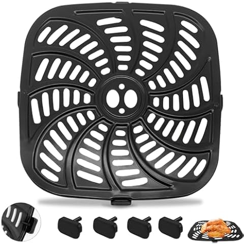Air Fryer Replacement Tray for Gourmia GAF838 GAF856 GAF826 Air Fryer, Nonstick 9.8''*9.8'' square Air Fryer Replacement Parts Rack Grill Pan Grill Plate Crisper Plate for Gourmia 8QT Air Fryer Cover