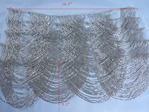 Labellezalady Silver Gold Green Champgane 5 Rows Waves Beaded Fringe Trim Appliques For Wedding Evening Dress Can Be Cut As Trims #TOP5