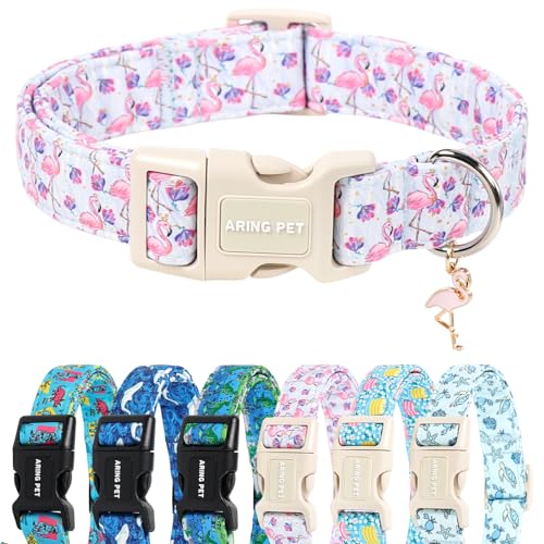 Image of ARING PET Summer Dog Collar, Cute Flamingo Doggy Collars for Puppy Small Medium Large Boy Girl Dogs, for Daily Photos Beach Walking Hiking Picnic-XL
