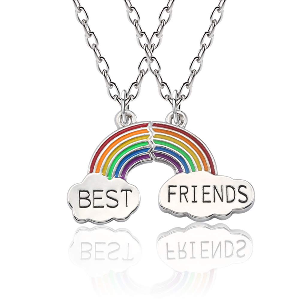 QIAN0813 MIXIA Enamel Rainbow Cloud Heart Moon Star Pendant Necklace Best Friend Forever Necklace Set BFF Friendship Jewelry Gift for Unisex Adult (Gold) (B07L1VNFG4) Amazon Price History, Amazon Price Tracker