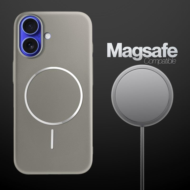 Image of AIBEX Ultra-Thin Mag-Saf Back Cover Case Compatible with iPhone 16| Slim Fit Scratch-Resistant Matte | Magnetic Wireless Charging | Microfibre Lining | Camera Protection (PC Material) - Titanium
