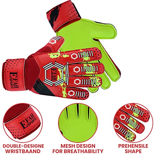 EFAH SPORTS Football Goalkeeper Gloves For kids Boys Children Youth Soccer Goalie Goalkeeping Glove with Strong Grip Palms (Size 4 - Image 2