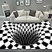 RUGMRZ Alfombra Geometrica 3D Visual Redondo Alfombra Cuadrado Sala de Novio Blanco Y Negro Mesa Estereoscópica Y Silla Mats Epidemic Táctil Peludo Corta Alfombra Juegos beb50X80CM/1ft 8''X2ft 7''