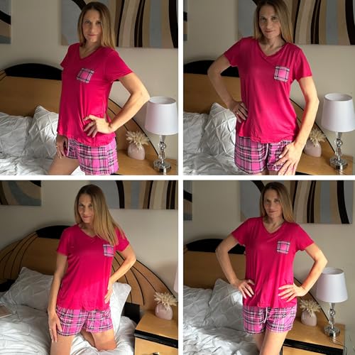 Image of Ekouaer Womens Pajama Sets Short Sleeve Pajamas for Women Sets Soft Lounge Sets Casual V Neck Sleepwear PJS