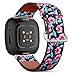 CJBROES Replacement Leather Watch Band, Compatible with Fitbit Versa 3 and Fitbit Sense of Wristband Bracelet Accessory - Beautiful Floral Summer