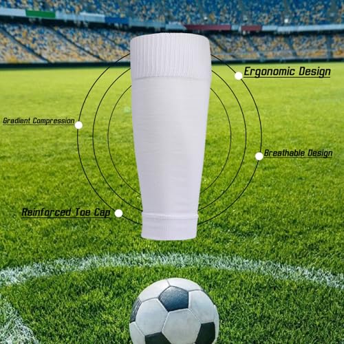 2/4 Sets Youth Grip Soccer Socks with Shin Guard Sleeves Kids Sleeve Socks for Boys Girls 7-14 for Soccer Basketball3