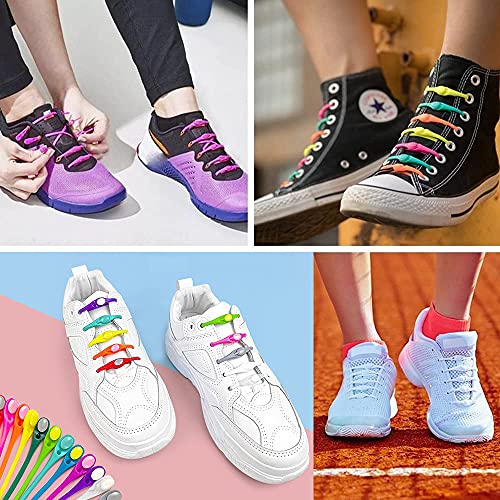 Lazy Elastic Shoelaces For Adults And Kids Sneakers Notie Shoe Laces 12Pcs (Black) #TOP1