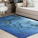 ALAZA Underwater World Funny Shark Area Rug Rugs for Living Room Bedroom 7' x 5'